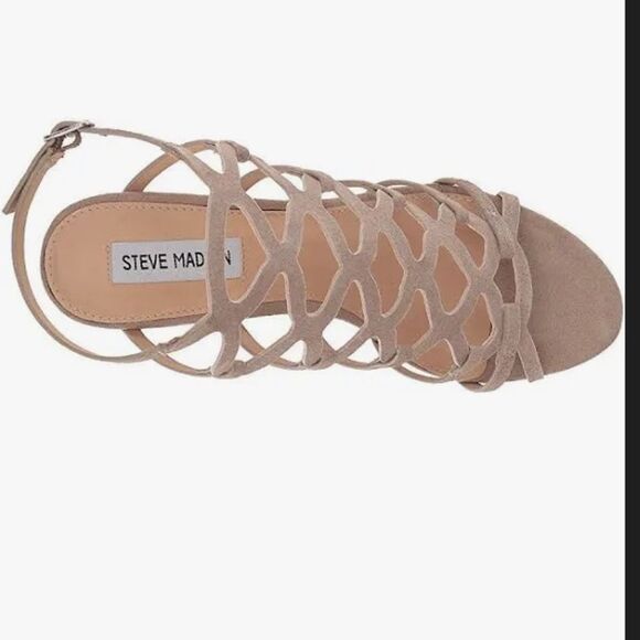 Steve Madden Christina Wedge Sandals Heels Size 7.5 7 1/2 Taupe Suede NWOB - Picture 7 of 9
